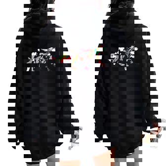 猫 花 かわいい 子猫 ガーデン フラワー 女の子 ギフト レディース オーバーサイズ パーカー バックプリント - Kawaiitshirt