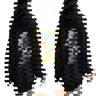 真珠の耳飾りの少女ヨハネスフェルメールグリッチ絵画 Girl With A Pearl Earringermeer レディース オーバーサイズ パーカー バックプリント - Kawaiitshirt