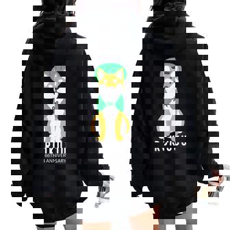 緑寿祝い 犬 柴犬 ちゃんちゃんこ 父 男性 女性 母 犬好き 緑寿 お祝い 66歳 かわいい おしゃれ レディース オーバーサイズ パーカー バックプリント - Kawaiitshirt