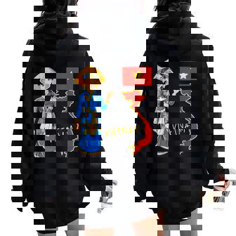 美しい笑顔のベトナムの女の子、旗とベトナムの地図 レディース オーバーサイズ パーカー バックプリント - Kawaiitshirt