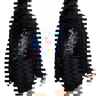 花 高音記号 銀河 宇宙 天の川 レディース オーバーサイズ パーカー バックプリント - Kawaiitshirt