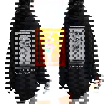 花瓶 オディロン・ルドン 絵画 シンボリズム 花ase Flowers Odilon Redonymbolism レディース オーバーサイズ パーカー バックプリント - Kawaiitshirt