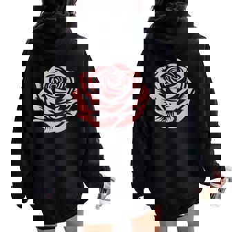 赤 バラ 花 バラの頭 庭 夏 Rose Red Flower Roses レディース オーバーサイズ パーカー バックプリント - Kawaiitshirt