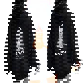 還暦祝い 猫好き 男性 女性 還暦 お祝い 60歳 かわいい ねこ おしゃれ 猫 赤色 レディース オーバーサイズ パーカー バックプリント - Kawaiitshirt