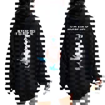 面白い鳥の贈り物女性男性アオアシカツオドリ レディース オーバーサイズ パーカー バックプリント - Kawaiitshirt