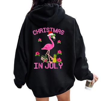 Christmas In July Pink Flamingo Women Oversized Hoodie Back Print - Thegiftio UK