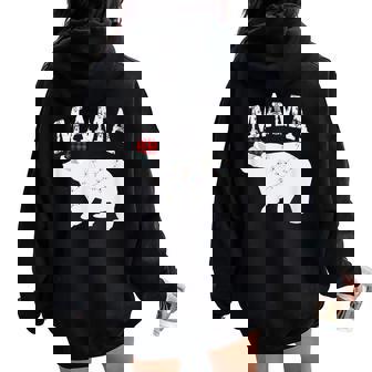 Mama Bear Xmas Buffalo Plaid Lights Matching Family Pajama レディース オーバーサイズ パーカー バックプリント - Kawaiitshirt