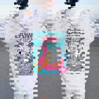 Christmas In July Santa Flamingo Beach Summer Xmas Women Oversized Hoodie Back Print | Mazezy