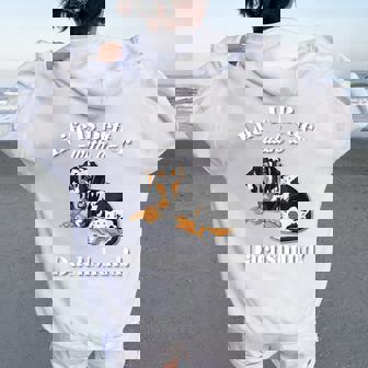 & Life Is Better Dapple Dachshund Lover レディース オーバーサイズ パーカー バックプリント - Kawaiitshirt