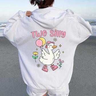 2Nd Second Birthday Two Silly Goose Bday Toddler Girl Women Oversized Hoodie Back Print - Thegiftio UK