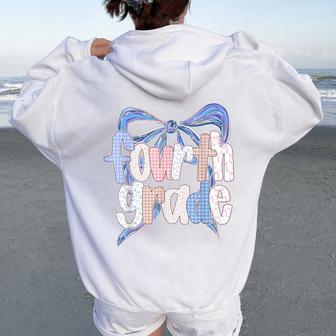 4Th Grade Preppy Floral Coquette Bow Girly Back To School Women Oversized Hoodie Back Print - Thegiftio UK