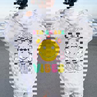 5Th Grade Vibes Girls Smile Face Back To School Fifth Grade Women Oversized Hoodie Back Print | Mazezy