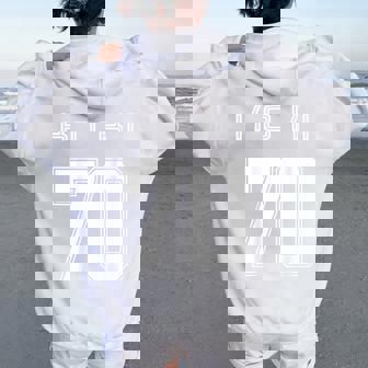 70 歳 古希 祝い 70歳 70才 お祝い 男性 女性 古希祝い 父 母 こき 背番号 バックプリント 紫 レディース オーバーサイズ パーカー バックプリント - Kawaiitshirt