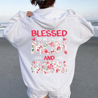 Amamzing Blessed To Be Called Mom And Grandma Mother's Day Women Oversized Hoodie Back Print - Thegiftio UK