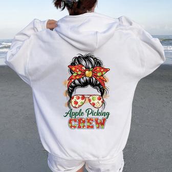 Apple Picking Crew Fall Apple Orchard Harvest Season Women Oversized Hoodie Back Print - Thegiftio UK