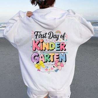 Back To School First Day Of Kindergarten Girls Teachers Women Oversized Hoodie Back Print - Thegiftio UK