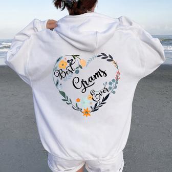 Best Grams Ever Heart Flower Blessed Grandma Mother's Day Women Oversized Hoodie Back Print - Thegiftio UK