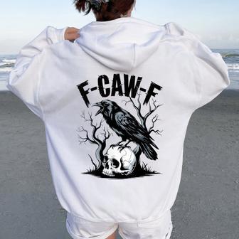 Black Crow F-Caw-F Black Bird Women Oversized Hoodie Back Print - Thegiftio UK
