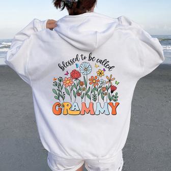 Blessed To Be Called Grammy Wildflower Floral Mother's Day Women Oversized Hoodie Back Print - Thegiftio UK