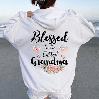 Blessed To Be Called Grandma Floral Cute Women Oversized Hoodie Back Print - Thegiftio UK