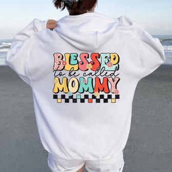 Blessed To Be Called Mom Happy Checkered Mother's Day Women Oversized Hoodie Back Print - Thegiftio UK