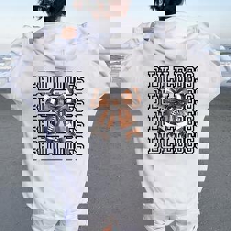 Bulldogs Football Mom Game Day Football Coquette Bow Mascot Women Oversized Hoodie Back Print - Thegiftio