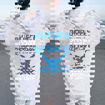 Butterfly Butterwhyバタフライバタフライファニー水泳チーム 長袖tシャツ レディース オーバーサイズ パーカー バックプリント - Kawaiitshirt