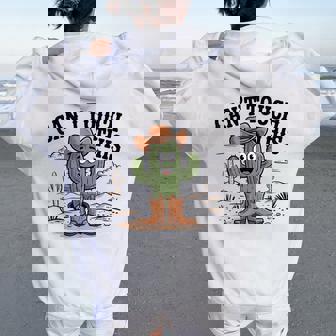 Can't Touch This Cactus Cowboy ウエスタンカートゥーン ユーモア レディース オーバーサイズ パーカー バックプリント - Kawaiitshirt