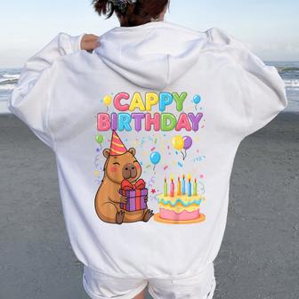 Capybara Lovers Cappy Birthday Girl Boy Happy Birthday Party Women Oversized Hoodie Back Print - Thegiftio UK