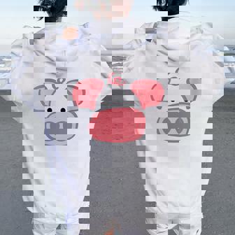 Cara De Cerdo Cerdito Granja Chibi Kawaii Cuello Women Oversized Hoodie Back Print - Regaloses