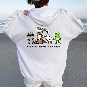 Celebrate Minds Of All Kinds Sped Special Education Teacher Women Oversized Hoodie Back Print - Thegiftio UK