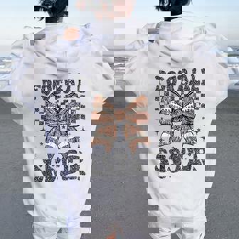 Checkered Football Sister Coquette Bow Game Day Girls Women Oversized Hoodie Back Print | Mazezy