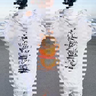 Coffee Is Life 愉快なコーヒー好きのギフト レディース オーバーサイズ パーカー バックプリント - Kawaiitshirt