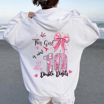 Coquette This Girl Is Now 10 Double Digits Birthday Girls Women Oversized Hoodie Back Print - Thegiftio UK