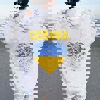 Corazón Ucraniano Ucrania Cuello Women Oversized Hoodie Back Print - Regaloses