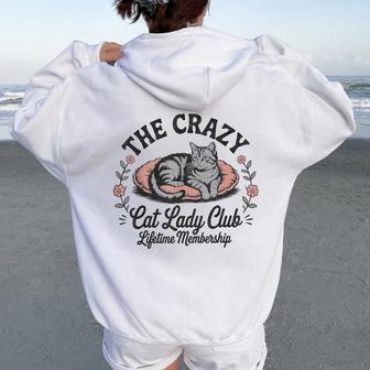 The Crazy Cat Lady Club Cat Lover Women Oversized Hoodie Back Print - Thegiftio UK