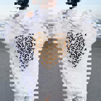 Cute Animal Pattern Leopard Print Heart Girls Women Oversized Hoodie Back Print | Seseable CA