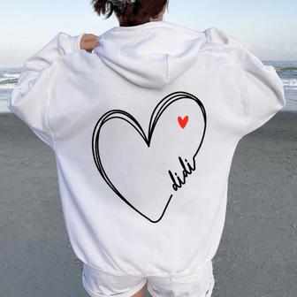 Cute Didi With Heart Girl Girls Mom Women Oversized Hoodie Back Print - Thegiftio UK