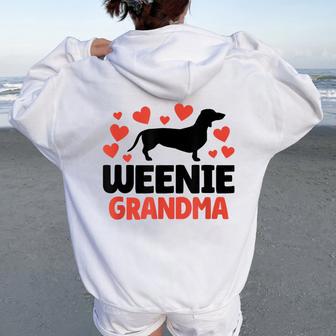 Cute Weenie Grandma Dachshund Wiener Dog Novelty Women Oversized Hoodie Back Print - Thegiftio UK