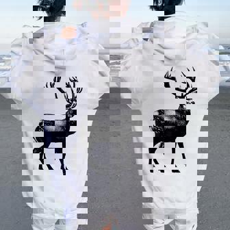 Deer Dad Mom Lover モノクロ 鹿 レディース オーバーサイズ パーカー バックプリント - Kawaiitshirt