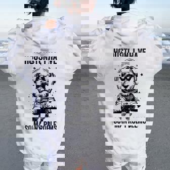 Dog Dad Mompace ヒューストン問題ミニチュアシュナウザー レディース オーバーサイズ パーカー バックプリント - Kawaiitshirt