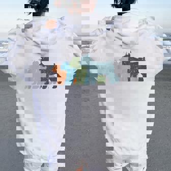 Dog Mom & Dad シルエット ヴィンテージ シュナウザー レディース オーバーサイズ パーカー バックプリント - Kawaiitshirt