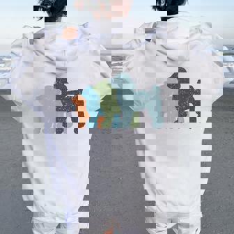 Dog Mom & Dad シルエット ヴィンテージトイプードル レディース オーバーサイズ パーカー バックプリント - Kawaiitshirt