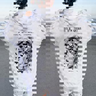 Drôle De Chat Cerveau Fille S Meme Graphique Sweat à capuche oversize pour femme avec imprimé dans le dos - Cadeauxyz