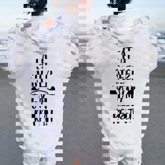 Eatleep Gym Repeat Gimnasio Divertido In Mangas Women Oversized Hoodie Back Print - Regaloses