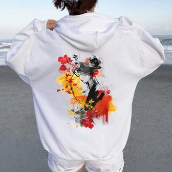Es Flores Colorido Abstracto Gráfico Motivo Women Oversized Hoodie Back Print - Regaloses