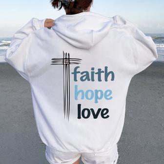 Fe Esperanza Y Amor Evangelismo Cristiano Regalo Hombres Es Women Oversized Hoodie Back Print - Regaloses