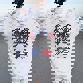 Filles Américaines 4 Juillet Usa Drapeau Lunettes Deoleil Sweat à capuche oversize pour femme avec imprimé dans le dos - Cadeauxyz