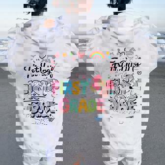 First Day Of First Grade Back To School Teacher Girls Women Oversized Hoodie Back Print | Mazezy