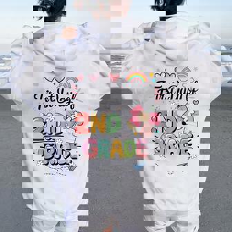 First Day Of Second Grade Back To School Teacher Girls Women Oversized Hoodie Back Print | Mazezy